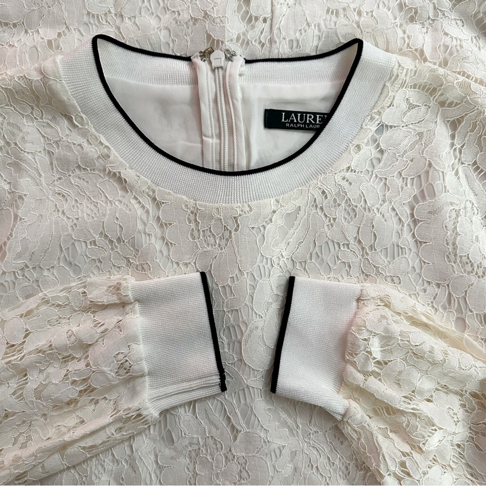 Lauren Ralph Lauren Women dress Sz 6Lace Long Sleeve Shift cream